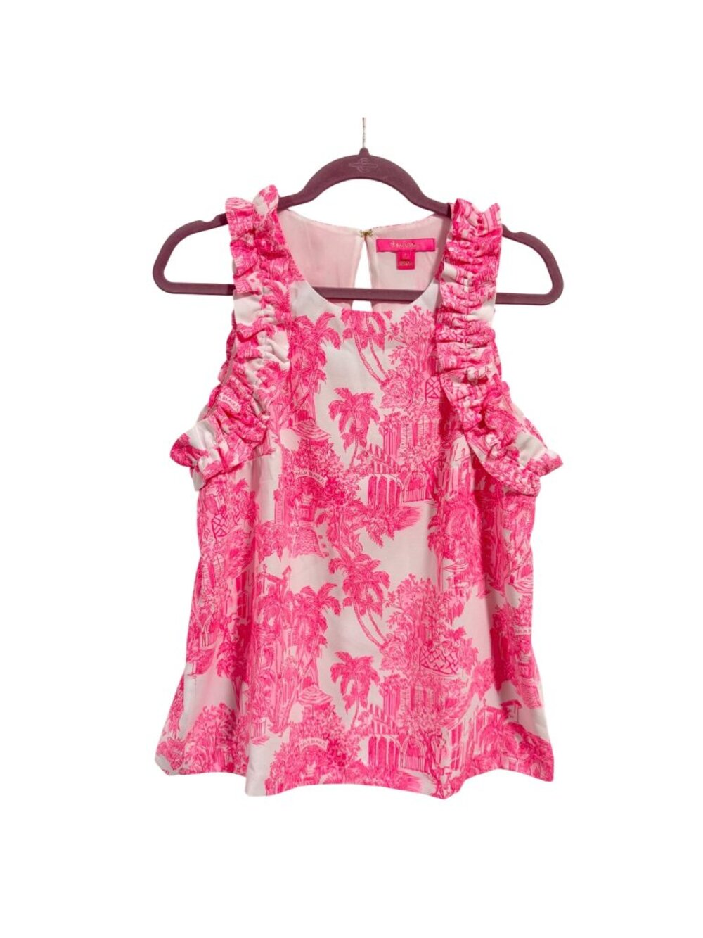 Lilly Pulitzer Kailee Sleeveless Ruffle in Palm Beach Anniversary Toile Size M